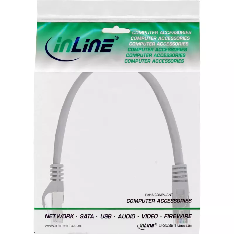 Network Cable InLine Patch Cable SF/UTP Cat.5e RJ-45 0.25m Grey