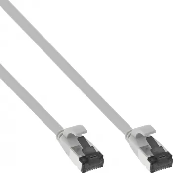 InLine Patch cable flat, U/FTP, Cat.8.1, TPE halogen-free, grey, 2m