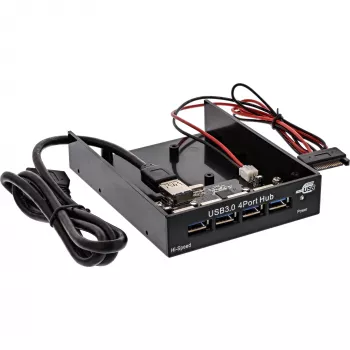 InLine 4-port USB 3.0 panel hub for 3,5 inch floppy slot, black