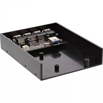 InLine 4-port USB 3.0 panel hub for 3,5 inch floppy slot, black
