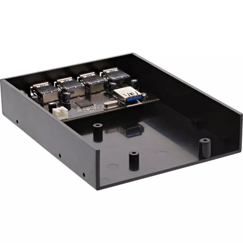 InLine 4-port USB 3.0 panel hub for 3,5 inch floppy slot, black