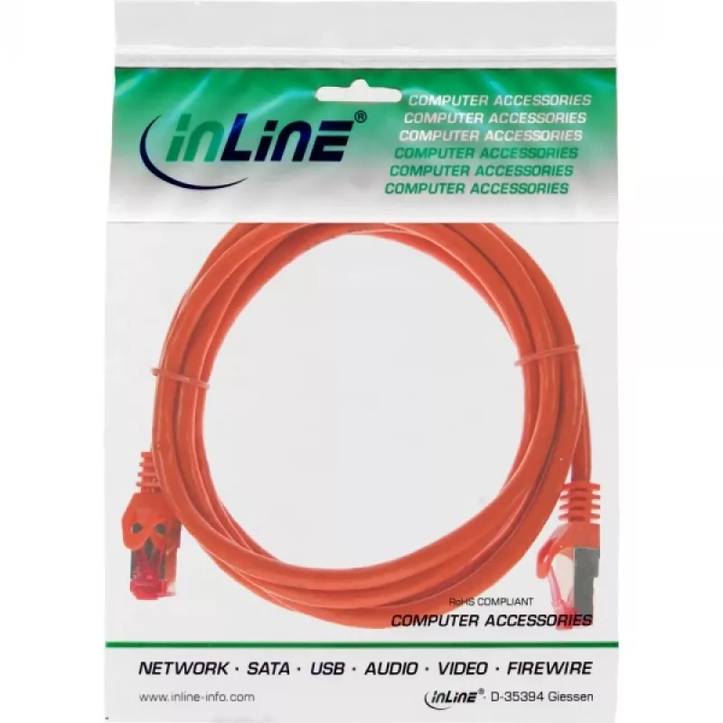 InLine Patch Cable S/FTP PiMF Cat.6 250MHz PVC copper orange 0.5m