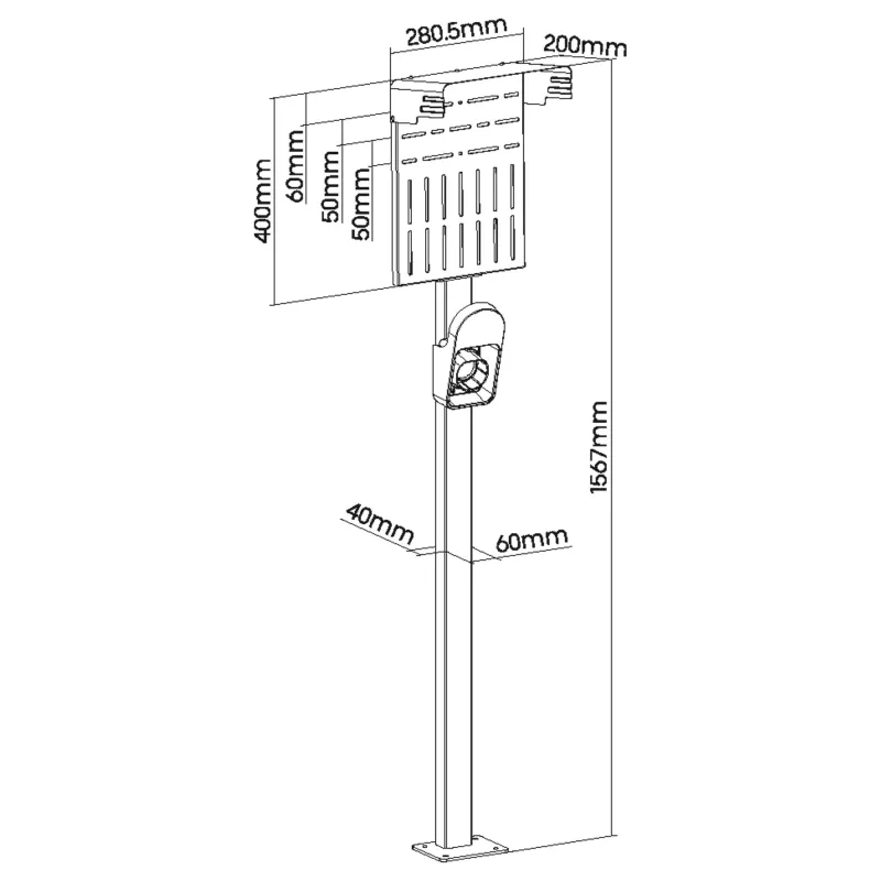 InLine Universal wallbox stand with EV charging cable holder, black