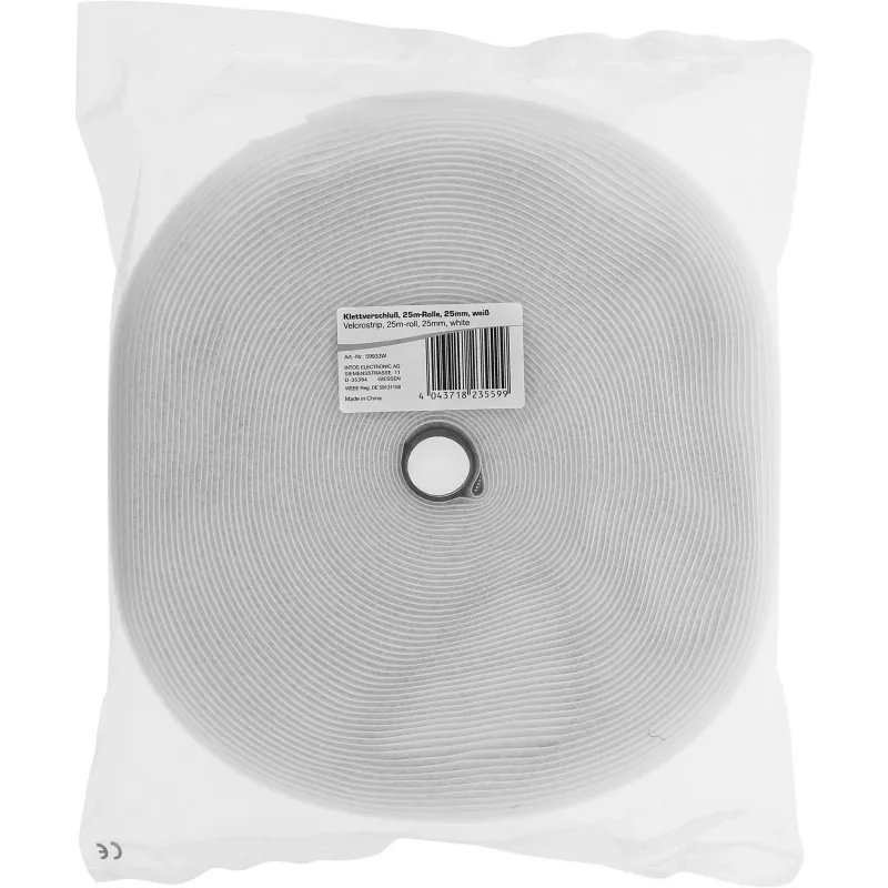 InLine Cable Ties with hook-and-loop fastener band 25mm white 25m