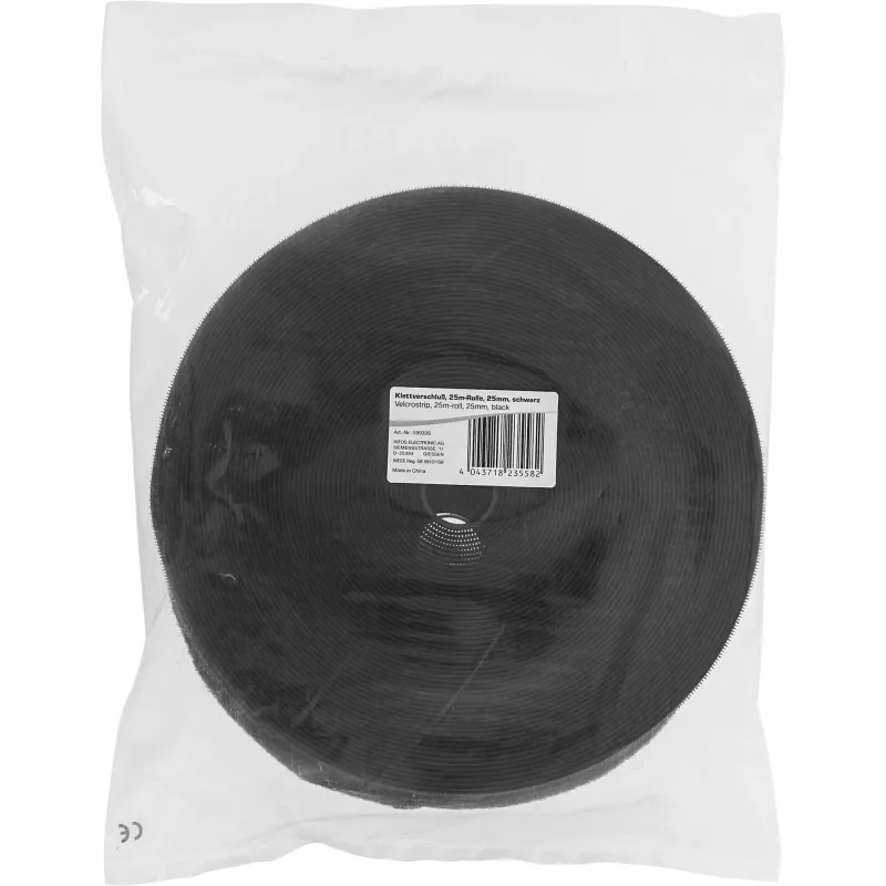 InLine Cable Ties with Hook-and-Loop Fastener Band 25 mm Black 25 m