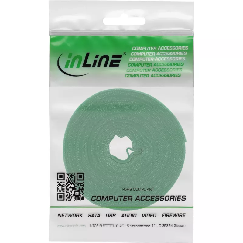 Cable ties with hook-and-loop fastener InLine Band 16 mm, 10 m, green