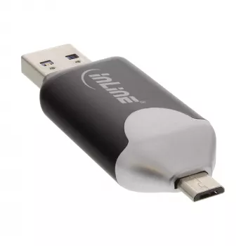 InLine USB3.0 Dual Cardreader, USB A and Micro-USB 2.0 for SDXC and microSDXC