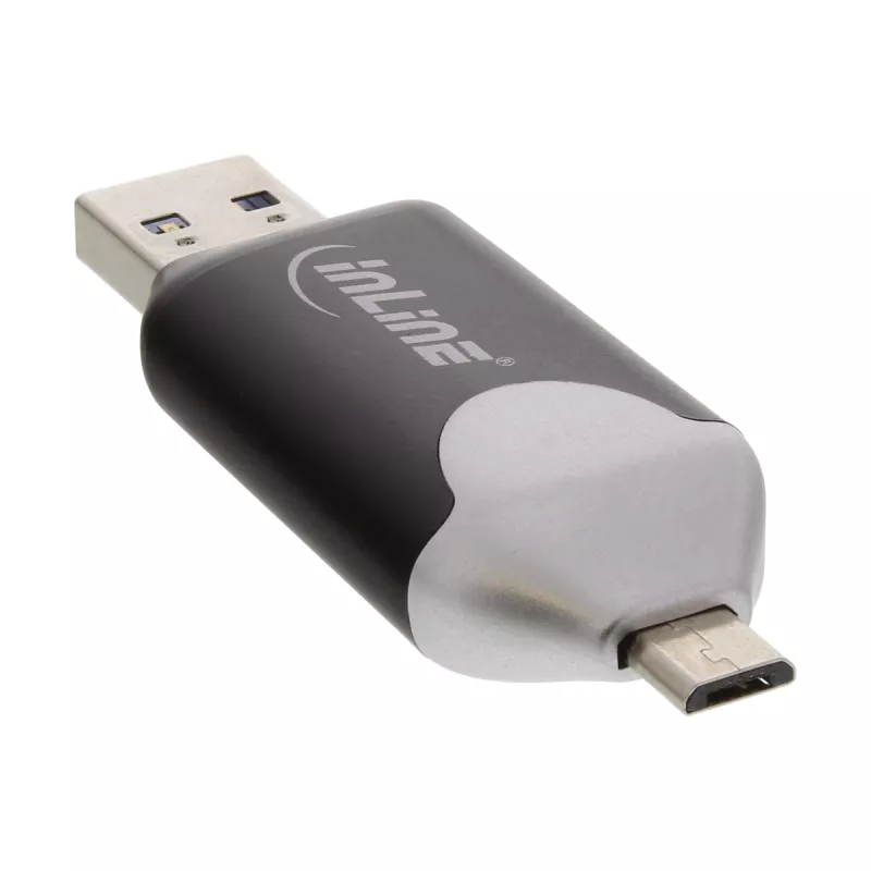 InLine USB3.0 Dual Cardreader, USB A and Micro-USB 2.0 for SDXC and microSDXC