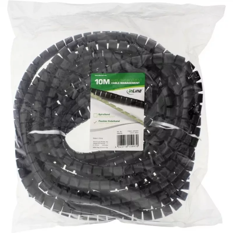 InLine flexible cable channel 10m black 15mm
