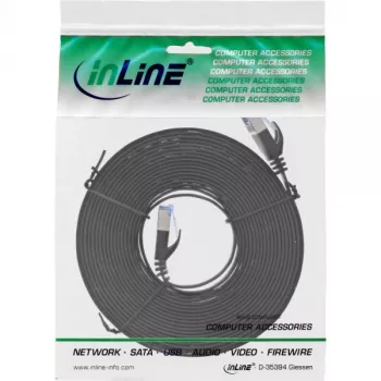 InLine Flat patch cable, U/FTP, Cat.6A, black, 5m