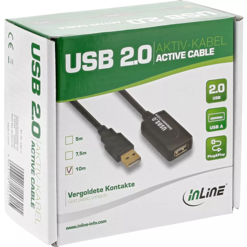 InLine USB 2.0 Active Signal Repeater Cable Type A male / A female, 5m