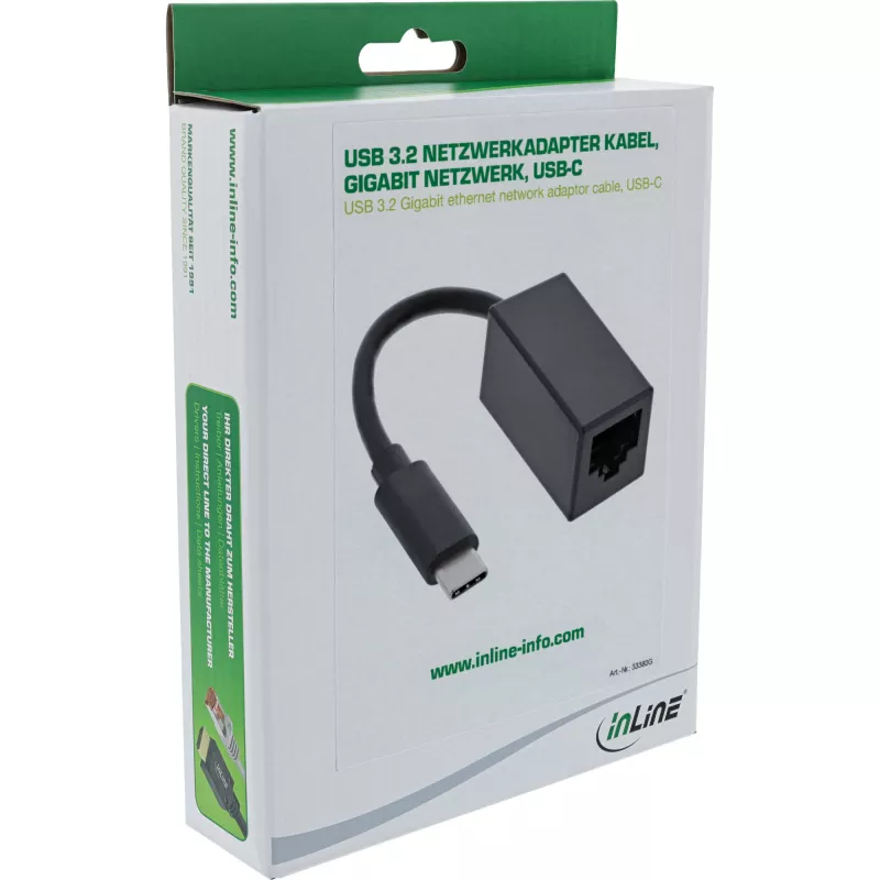 InLine USB 3.2 Gigabit ethernet network adaptor cable, USB-C