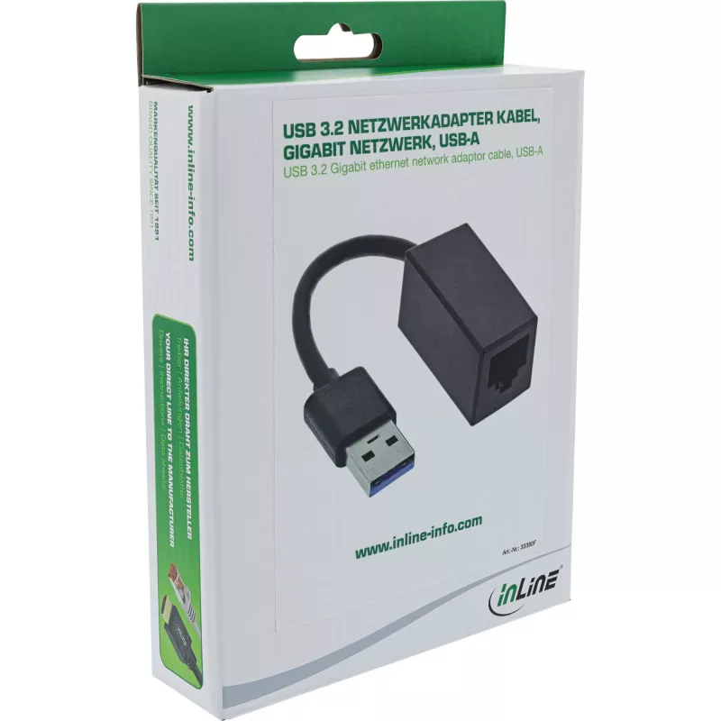 InLine USB 3.2 Gigabit ethernet network adaptor cable, USB-A