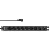 InLine 19 inch socket strip, 9-way CEE7/7, C14 plug, overload protection