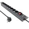 InLine 19 inch Socket strip, 8-way earthing contact, with switch, 2m, black