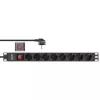 InLine 19 inch Socket strip, 8-way earthing contact, with switch, 2m, black