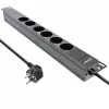 InLine 19 inch Socket strip, 6-way earthing contact, without switch, 2m, black