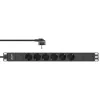 InLine 19 inch Socket strip, 6-way earthing contact, without switch, 2m, black