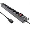 InLine 19 inch socket strip, 8-way CEE7/7, C14 plug, overload protection