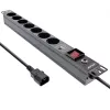InLine 19 inch socket strip, 7-way, surge and overload protection, switch