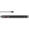 InLine 19 inch socket strip, 7-way, surge and overload protection, switch