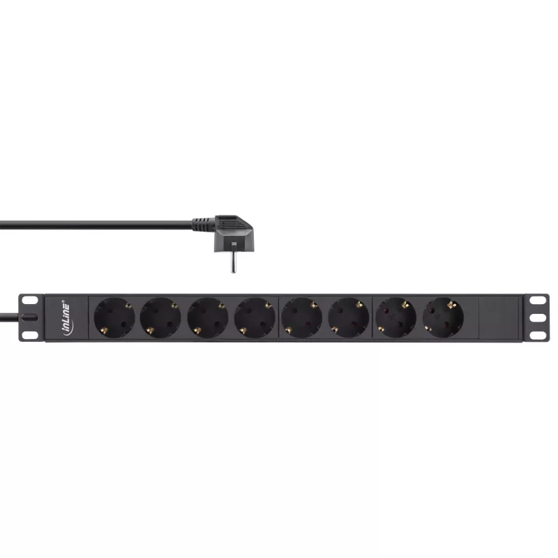 InLine 19 inch Socket strip, 8-way earthing contact, without switch, 2m, black