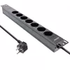 InLine 19 inch Socket strip, 7-way earthing contact, without switch, 2m, black