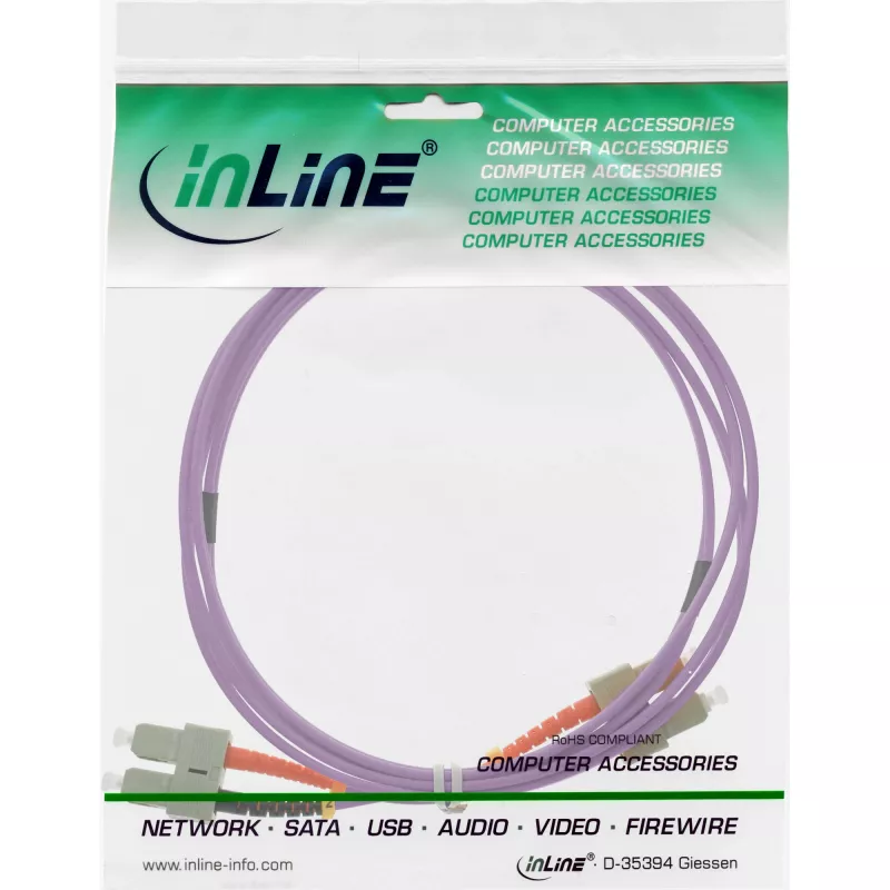 Fiber Optical Duplex Cable SC/SC InLine 83510P 10m OM4 50/125µm