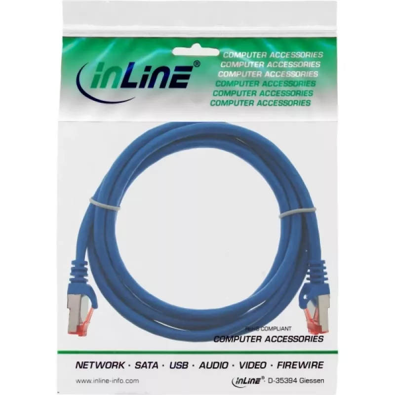 InLine Patch Cable S/FTP PiMF Cat.6 250MHz PVC copper blue 0.25m