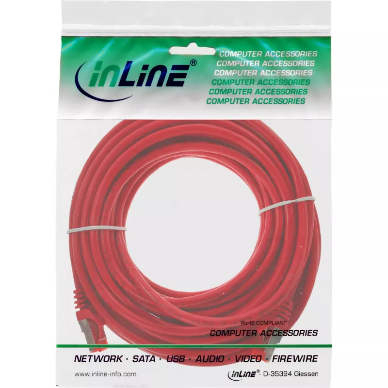 InLine Patch Cable S/FTP PiMF Cat.6 250MHz PVC copper red 30m