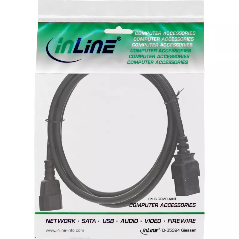 InLine Power adapter cable, IEC-60320 C14 to C19, 3x1.5mm², max. 10A, 0.5m