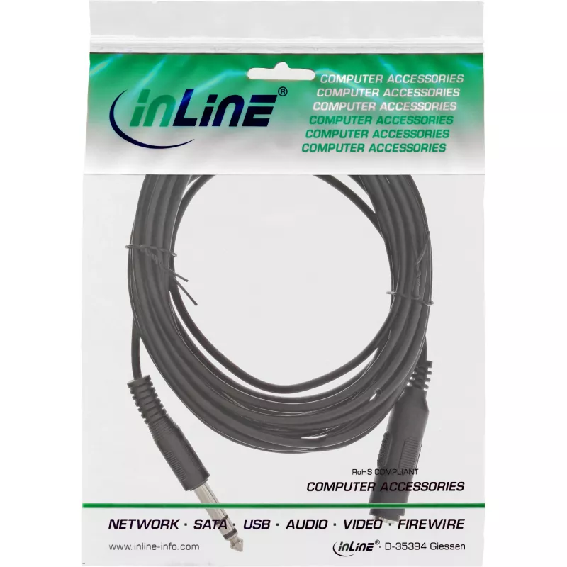 Jack Extension 6.3mm Stereo male/female 5m InLine 99935A