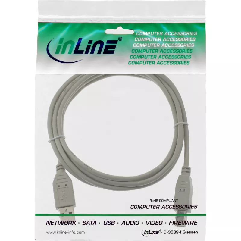 USB 2.0 Cable Type A male / B male beige 0.5m InLine 34505H