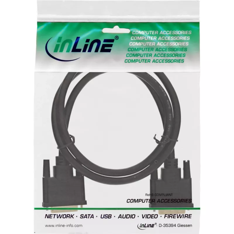 InLine DVI-D cable, Premium, 24+1 M/M, Dual Link, gold plated, 2m