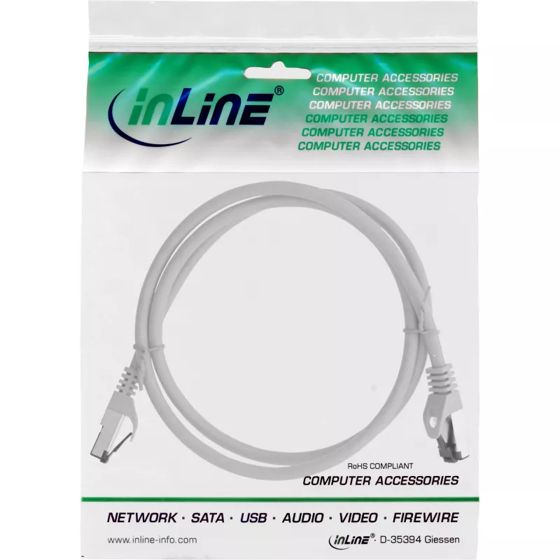 InLine Patch cable, S/FTP (PiMf), Cat.8.1, 2000MHz, halogen-free, grey, 2m