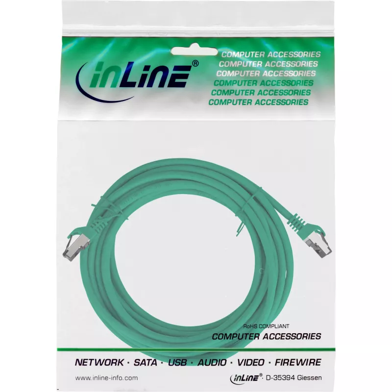 InLine Patch cable, S/FTP (PiMf), Cat.8.1, 2000MHz, halogen-free, green, 7.5m