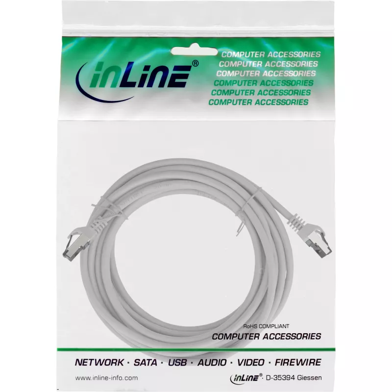 InLine Patch cable, S/FTP (PiMf), Cat.8.1, 2000MHz, halogen-free, grey, 15m