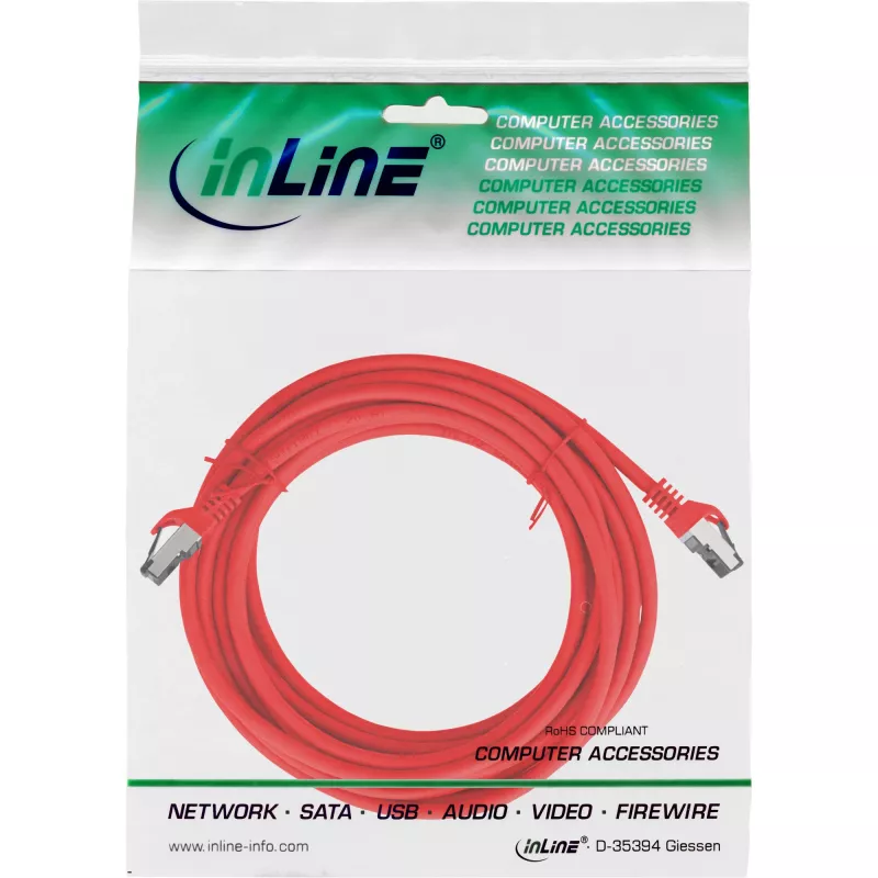 InLine Patch cable, S/FTP (PiMf), Cat.8.1, 2000MHz, halogen-free, red, 5m