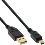 InLine USB 2.0 Mini Cable, Type A male / mini-B male (5pin), black/gold, 5m