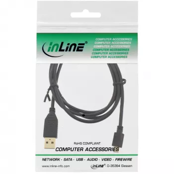 InLine Micro USB 2.0 Cable USB Type A male / Micro-B male, black, 3m