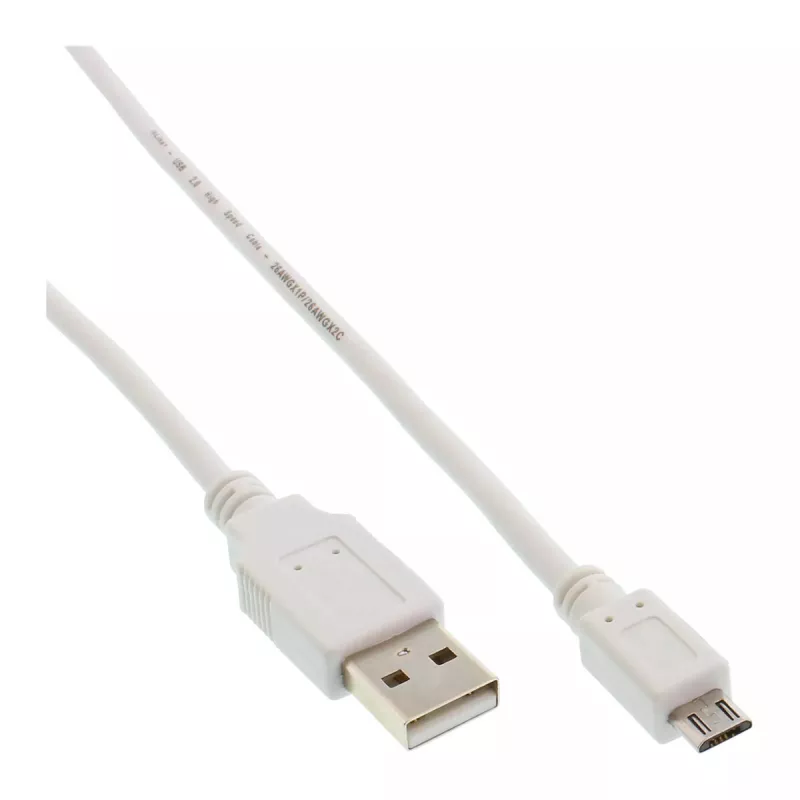 InLine Micro USB 2.0 Cable USB Type A male / Micro-B male, white, 0.5m
