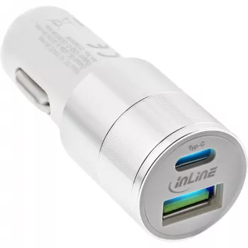 InLine USB car charger power-adaptor Quick Charge 3.0, white