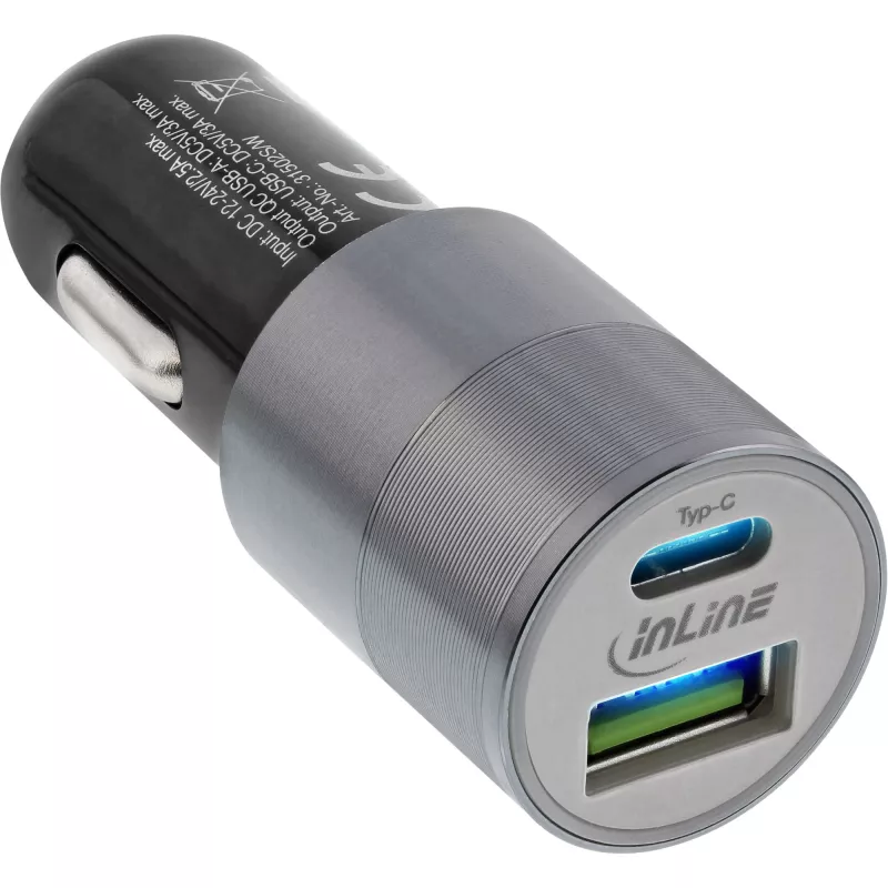 InLine USB car charger power-adaptor Quick Charge 3.0, black