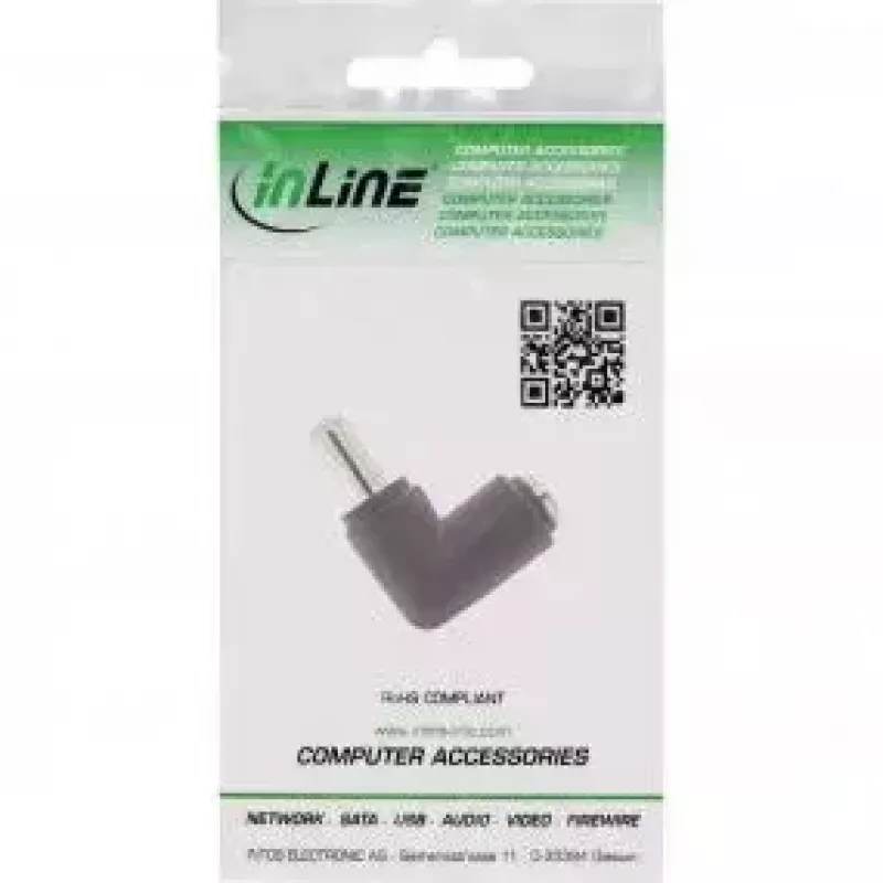 InLine DC Adapter 5.5x2.1mm DC plug male/female angled Universal Black