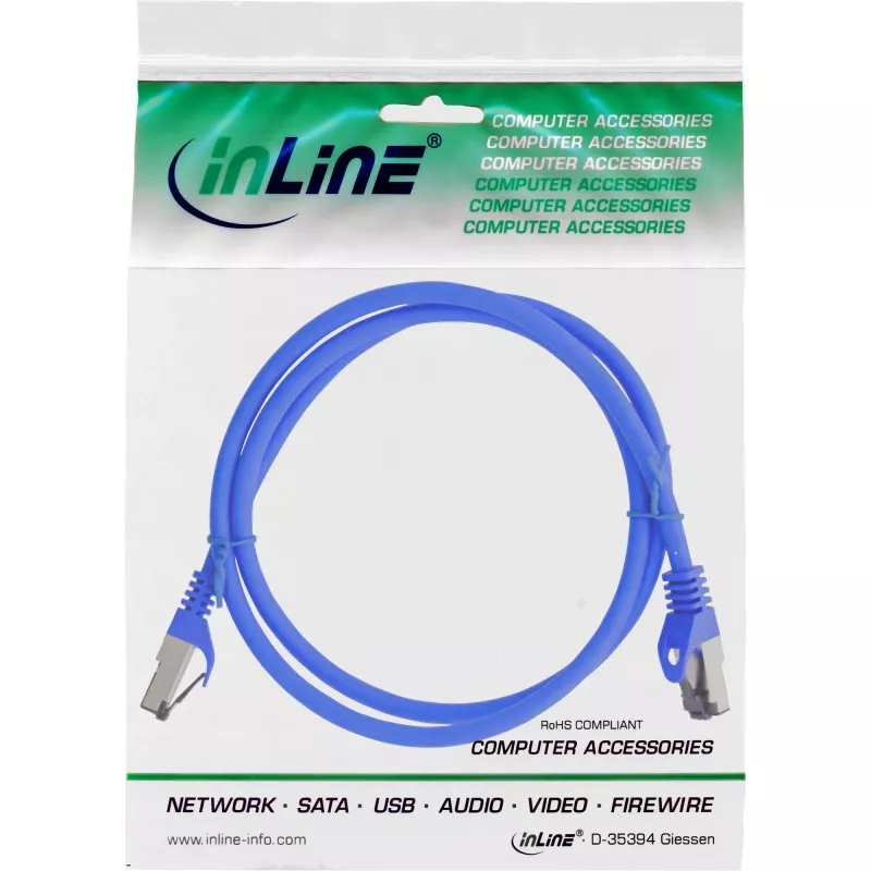 InLine Patch Cable S/FTP PiMF Cat.8.1 halogen free 2000MHz blue, 2m