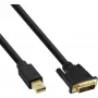 InLine Mini DisplayPort male to DVI-D 24+1 male cable, black/gold, 2m