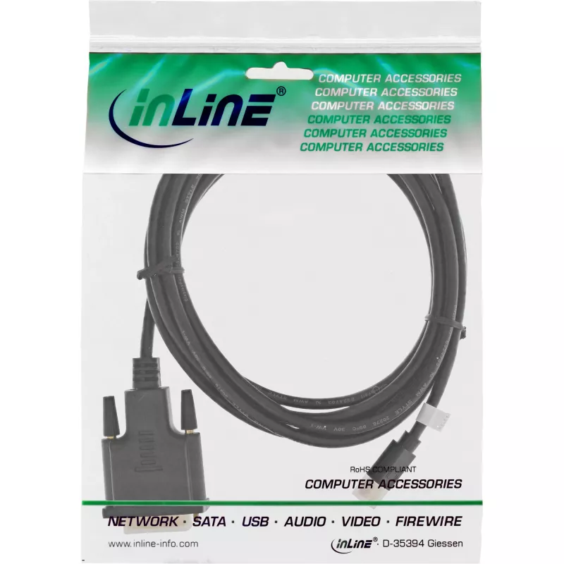 InLine Mini DisplayPort male to DVI-D 24+1 male cable, black/gold, 2m