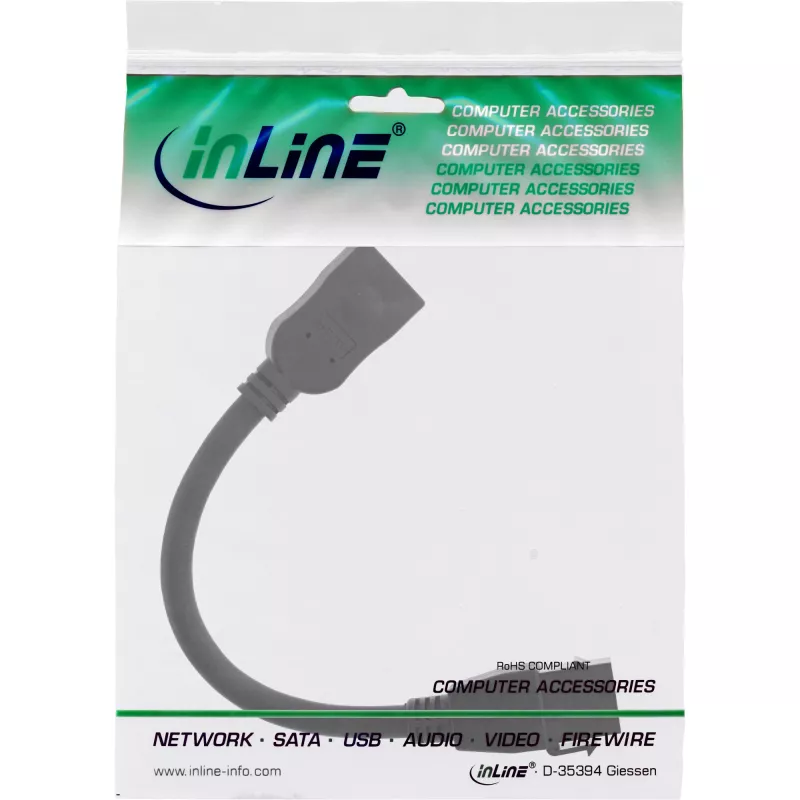 InLine HDMI Keystone adapter cable 4K/60Hz, HDMI A female/female, black, 0.2m