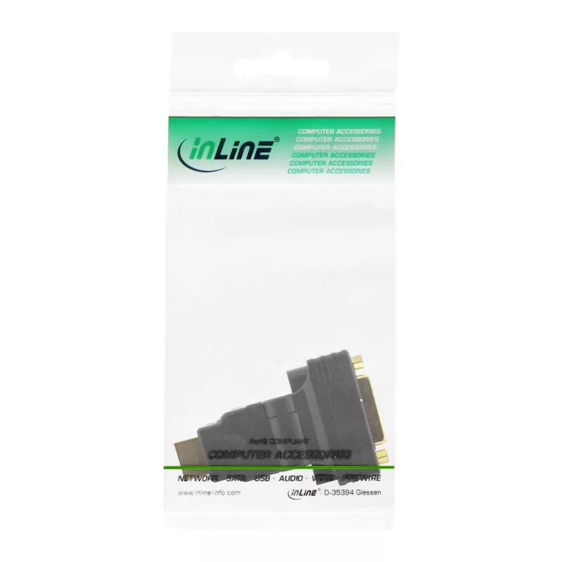InLine HDMI to DVI Adapter HDMI male / 24+1 female 180° angled gold plated