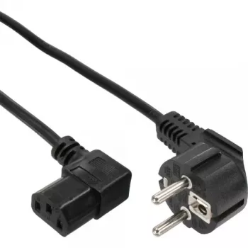 InLine power cable, CEE 7/7 angled / 3pin IEC C13 male angled, 1.8m
